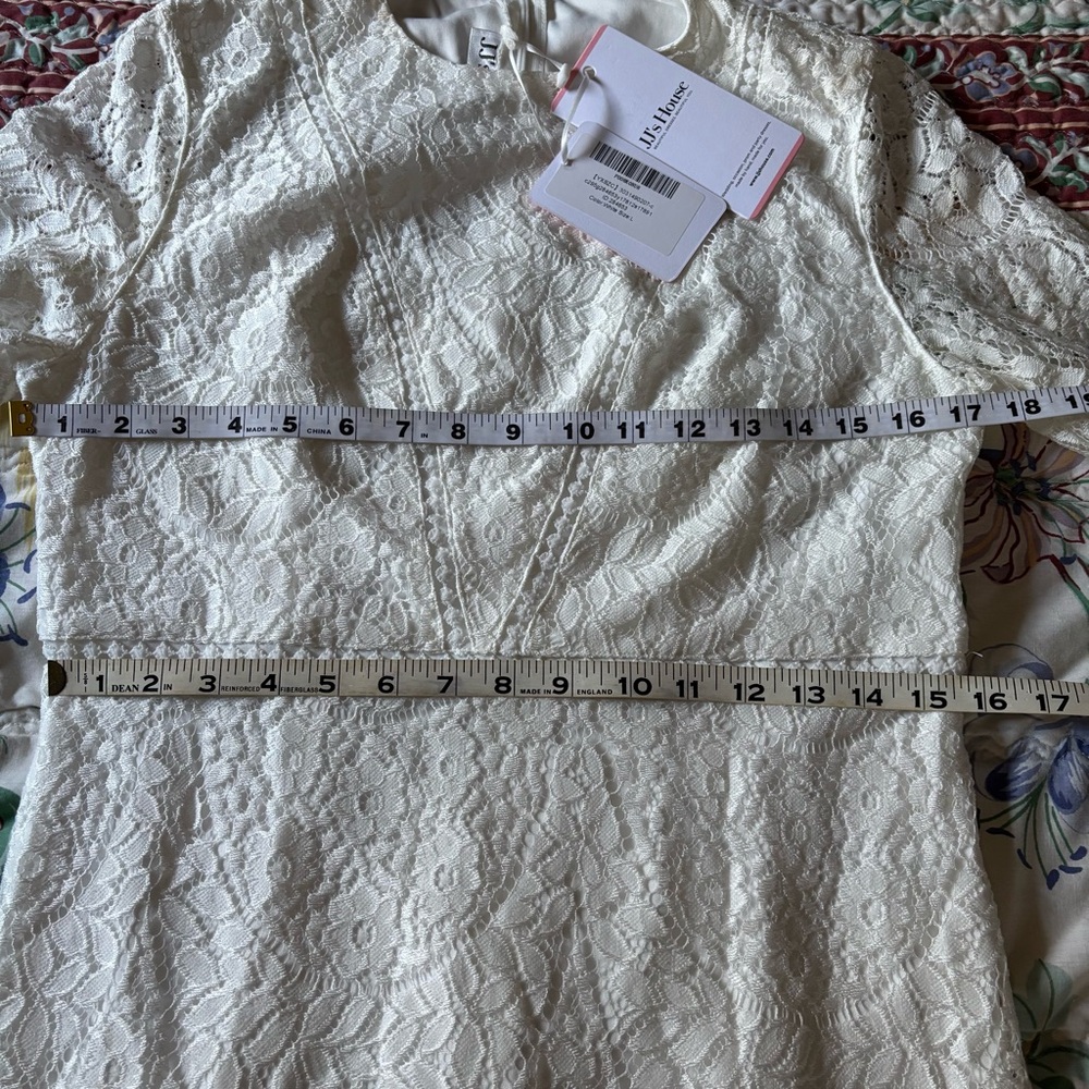 JJ's House Scoop Bodycon Lace Mini Dress White NWT Coquette Romantic Party Sz L - Picture 3 of 9
